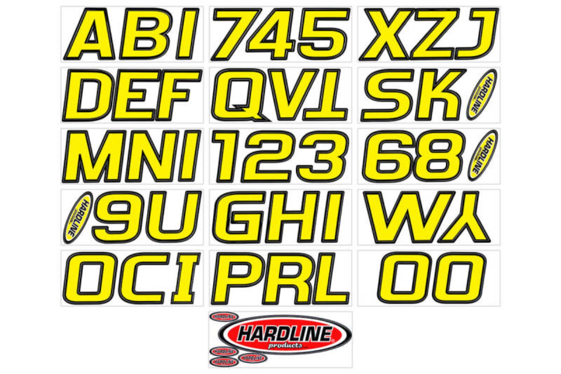 Picture of Hardline Boat Lettering Registration Kit 3 in. - 700 Yellow/Black