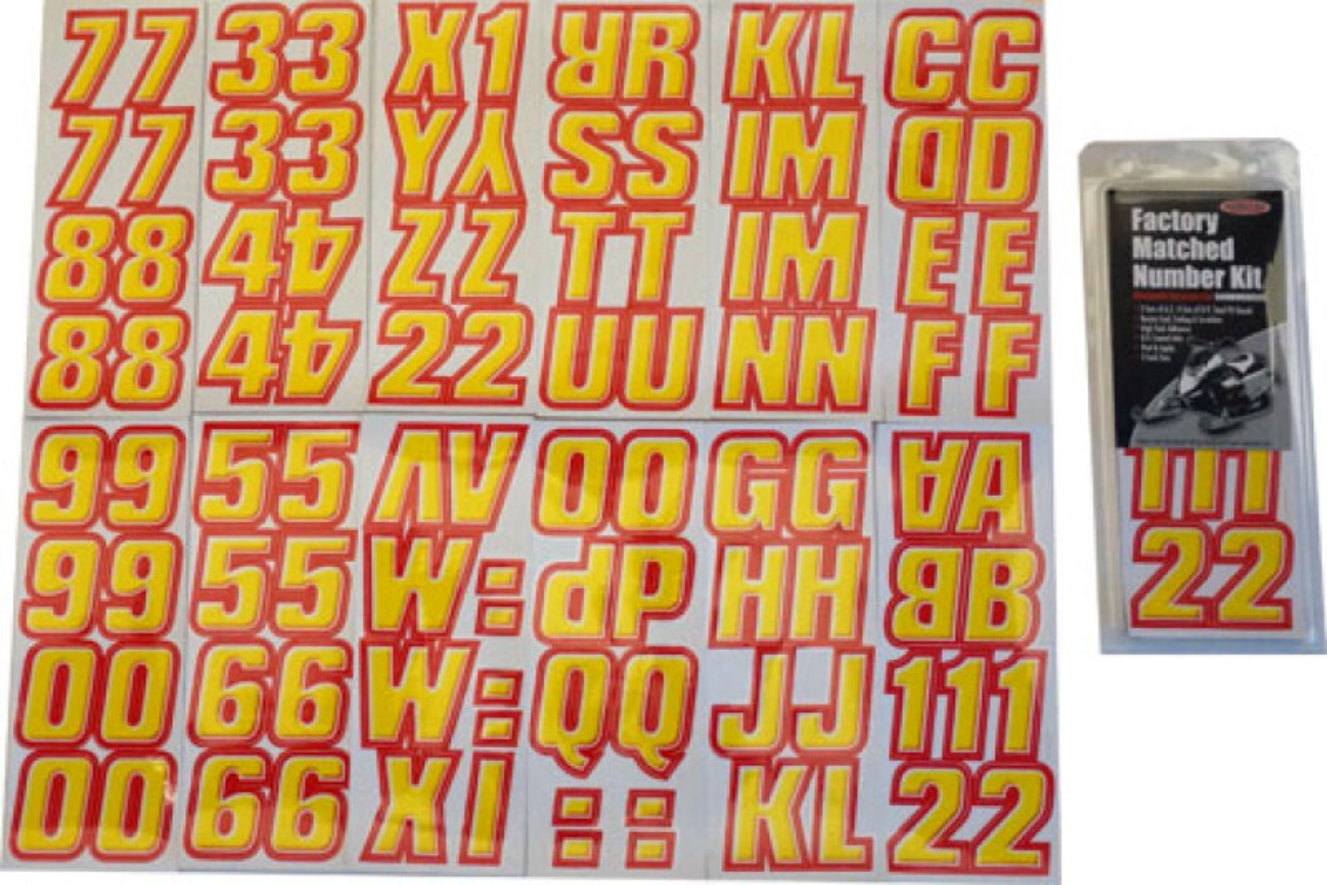 Picture of Hardline Snowmobile Lettering Registration Kit 2 in. - 500 Yellow/Red