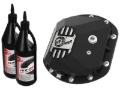 Picture of aFe 97-18 Jeep Wrangler TJ/JK Dana 30 Street Series Diff Cover w/ Machined Fins & Gear Oil - Black