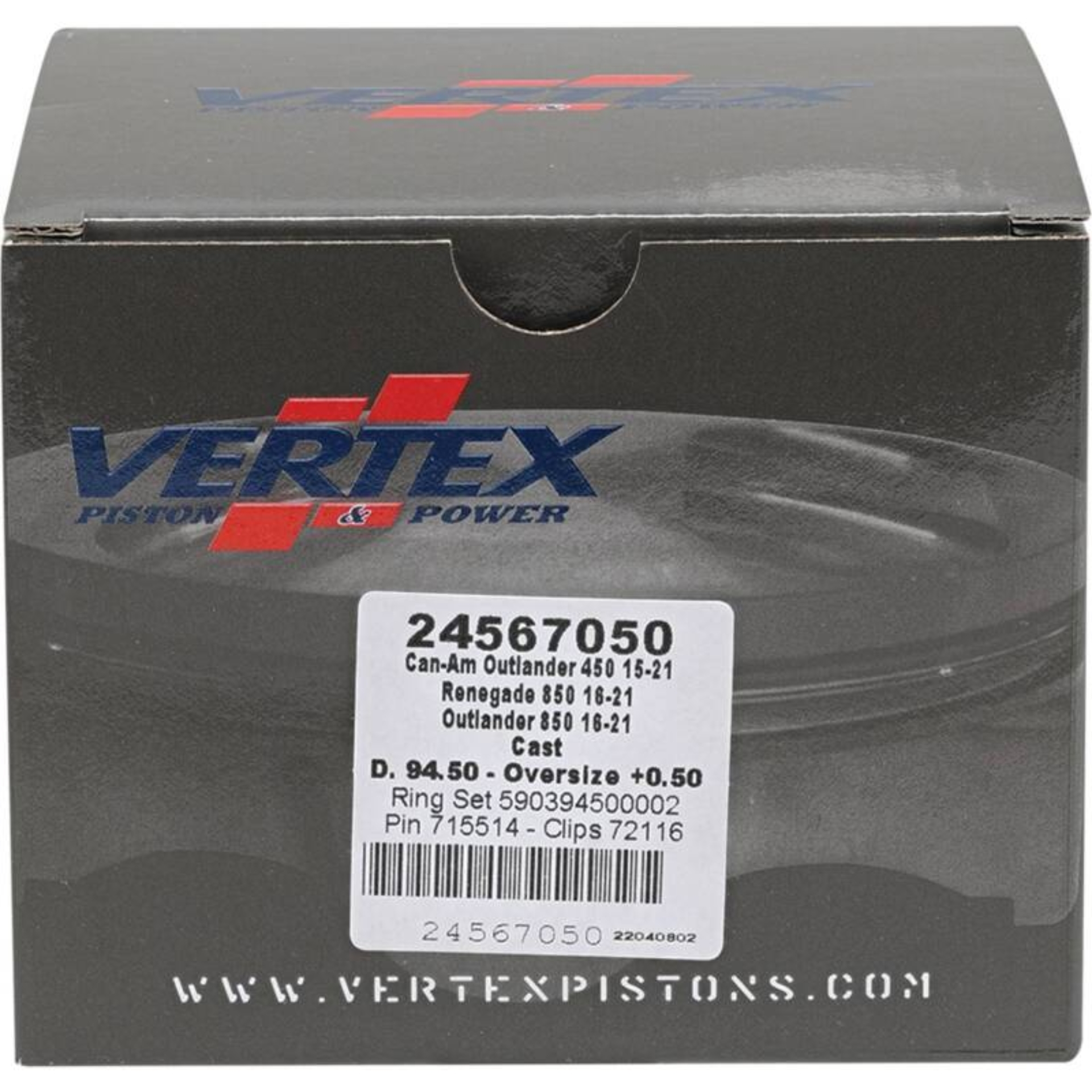 Picture of Vertex Piston 17-21 Can-Am Outlander 450 4x4 450cc +0.50mm Oversized Cast Replica Piston Kit