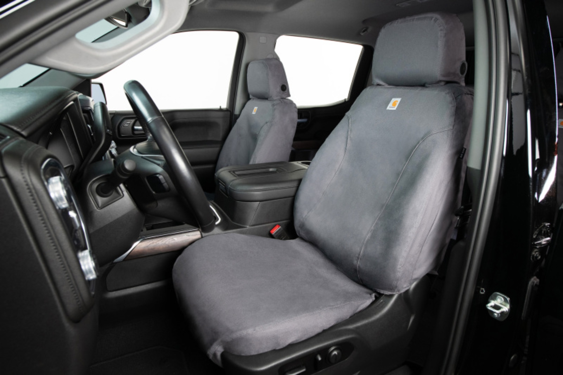 Picture of Covercraft 21-24 Ford Bronco Carhartt SeatSaver Custom Front Row Seat Covers - Gravel