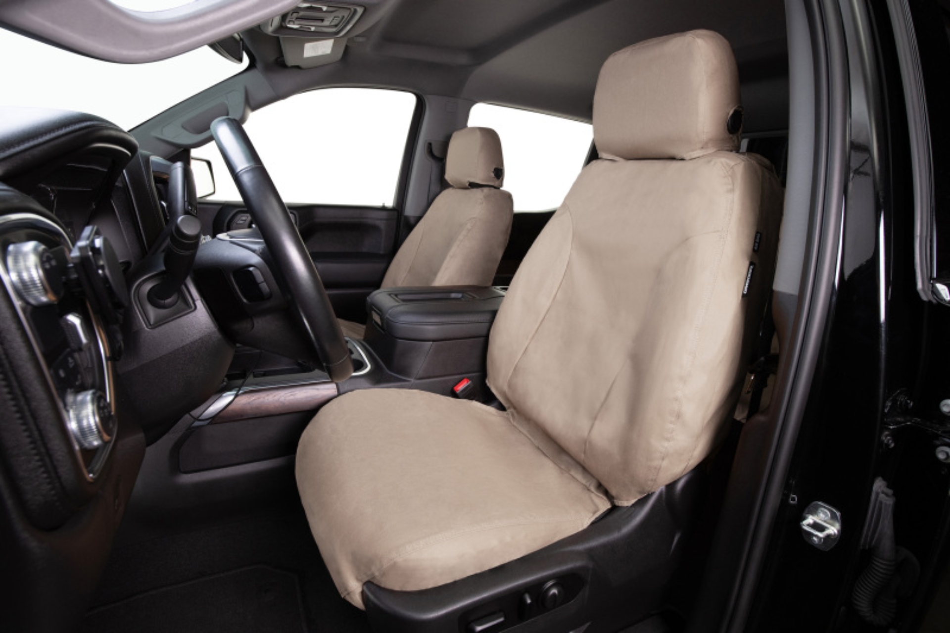 Picture of Covercraft 19 Mercedes-Benz Sprinter Polycotton SeatSaver Custom Front Row Seat Covers - Taupe