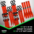 Picture of Rhino USA Heavy Duty Ratchet Tie-Down 4-Pack Red 1.6In X 15Ft