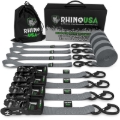 Picture of Rhino USA Heavy Duty Ratchet Tie-Down 4-Pack (Gray) 1.6In X 8Ft