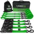 Picture of Rhino USA Heavy Duty Ratchet Tie-Down 4-Pack (Green) 1.6In X 8Ft