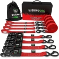 Picture of Rhino USA Heavy Duty Ratchet Tie-Down 4-Pack (Red) 1.6In X 8Ft