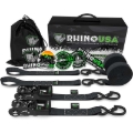 Picture of Rhino USA Heavy Duty Ratchet Tie-Downs 2-Pack (Black) 1.6In X 8Ft