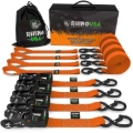 Picture of Rhino USA Heavy Duty Ratchet Tie-Down 4-Pack (Orange) 1.6In X 8Ft
