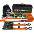 Picture of Rhino USA Heavy Duty Ratchet Tie-Downs 2-Pack (Orange) 1.6In X 8Ft