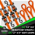 Picture of Rhino USA Heavy Duty Ratchet Tie-Down 4-Pack (Orange) 1.6In X 8Ft