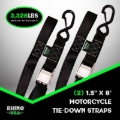 Picture of Rhino USA Cambuckle Motorcycle Tiedown Straps 2-Pack (Blue) 1.5In X 8Ft