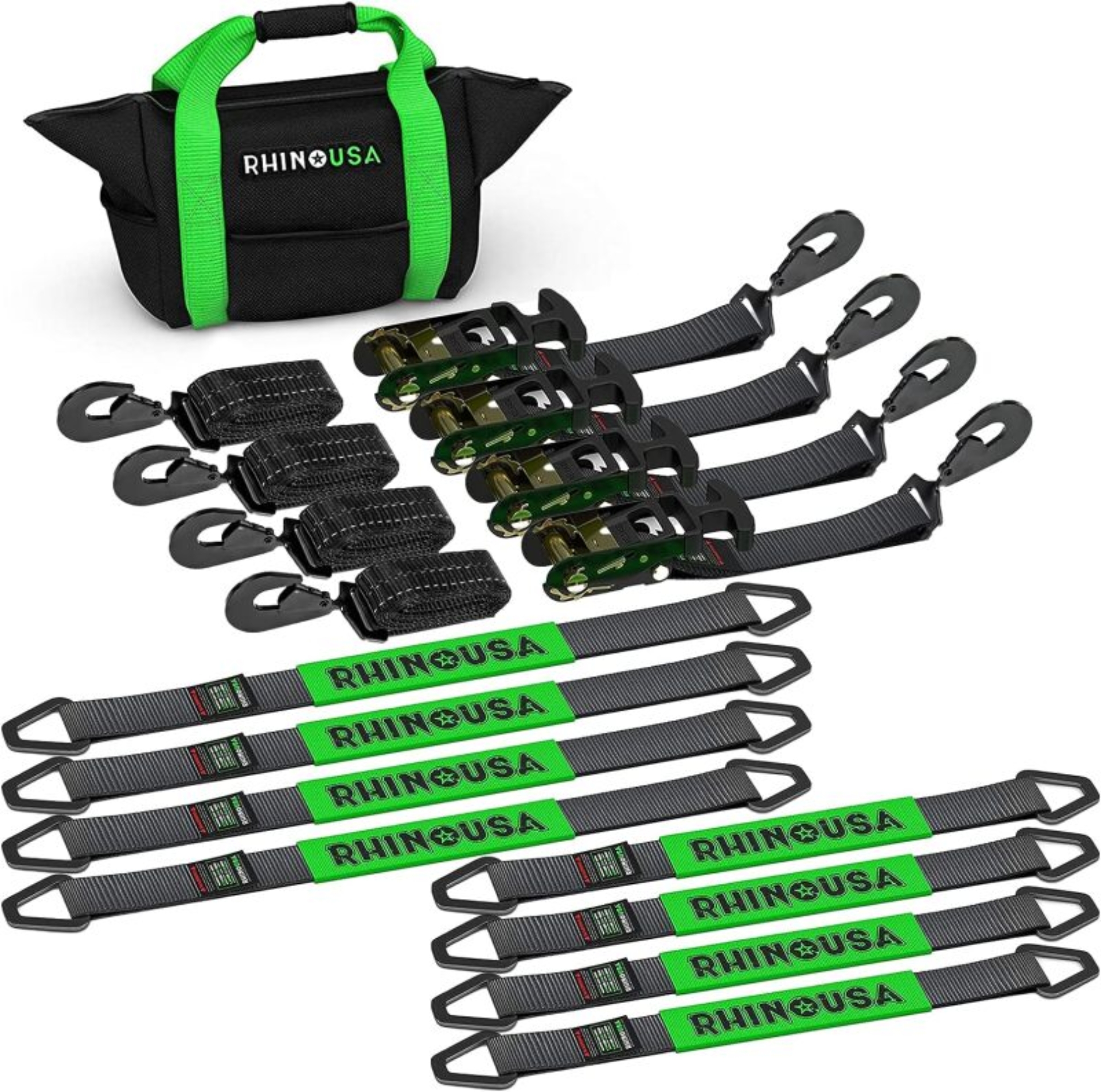 Picture of Rhino USA Heavy Duty Vehicle Tie Down Kit (Snap Hook)
