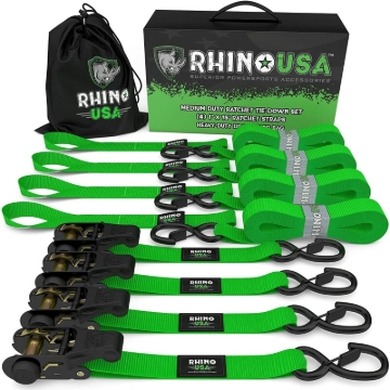 Picture of Rhino USA Medium Duty Ratchet Strap Tie-Down 4-Pack (Green)