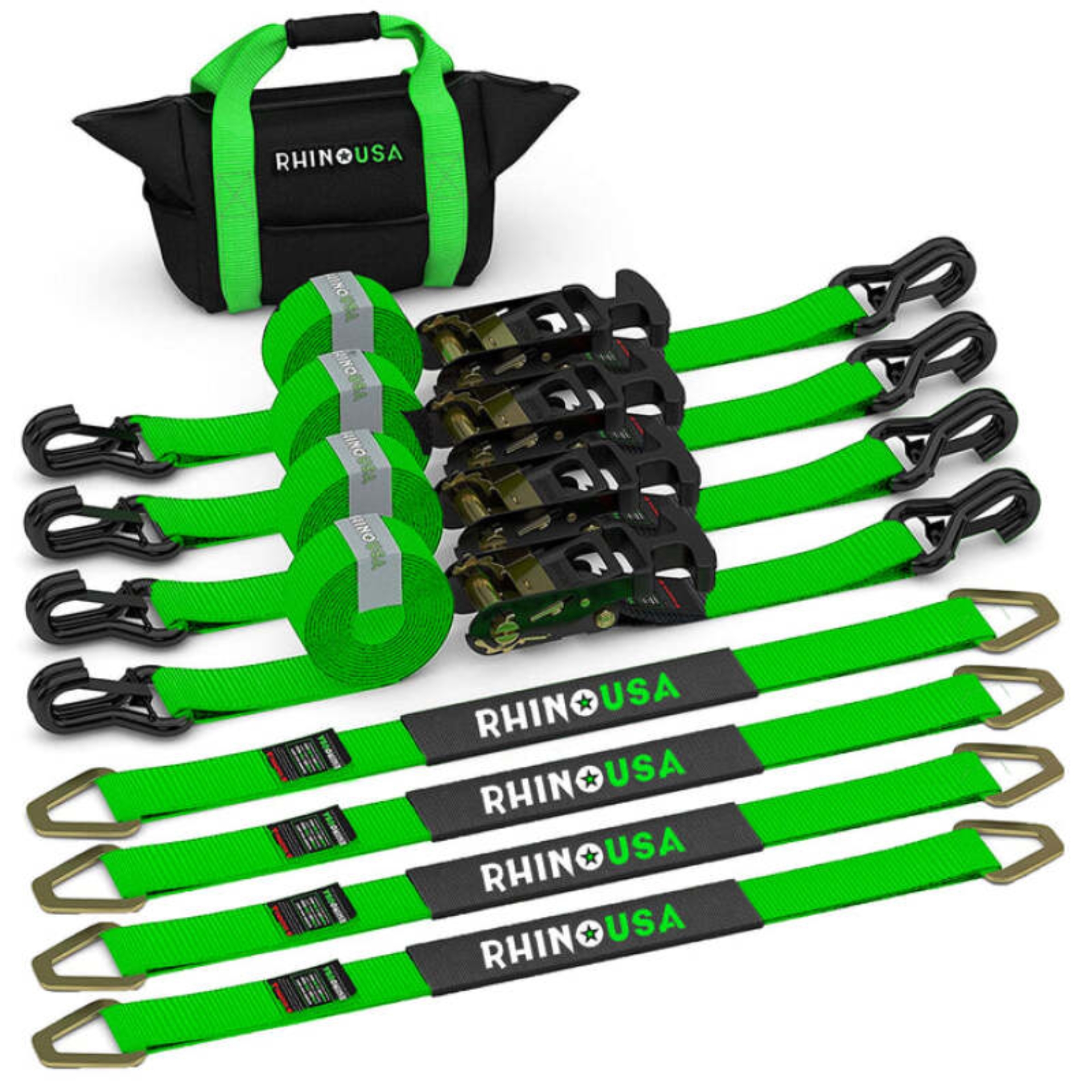 Picture of Rhino USA Heavy Duty Vehicle Tie Down Kit- Green