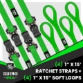 Picture of Rhino USA Medium Duty Ratchet Strap Tie-Down 4-Pack (Green)