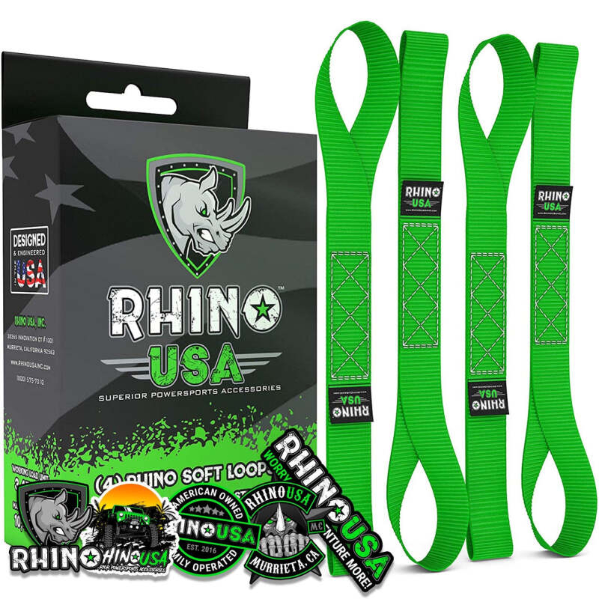 Picture of Rhino USA Soft Loops Motorcycle Tie-Down Set 4-Pack Green