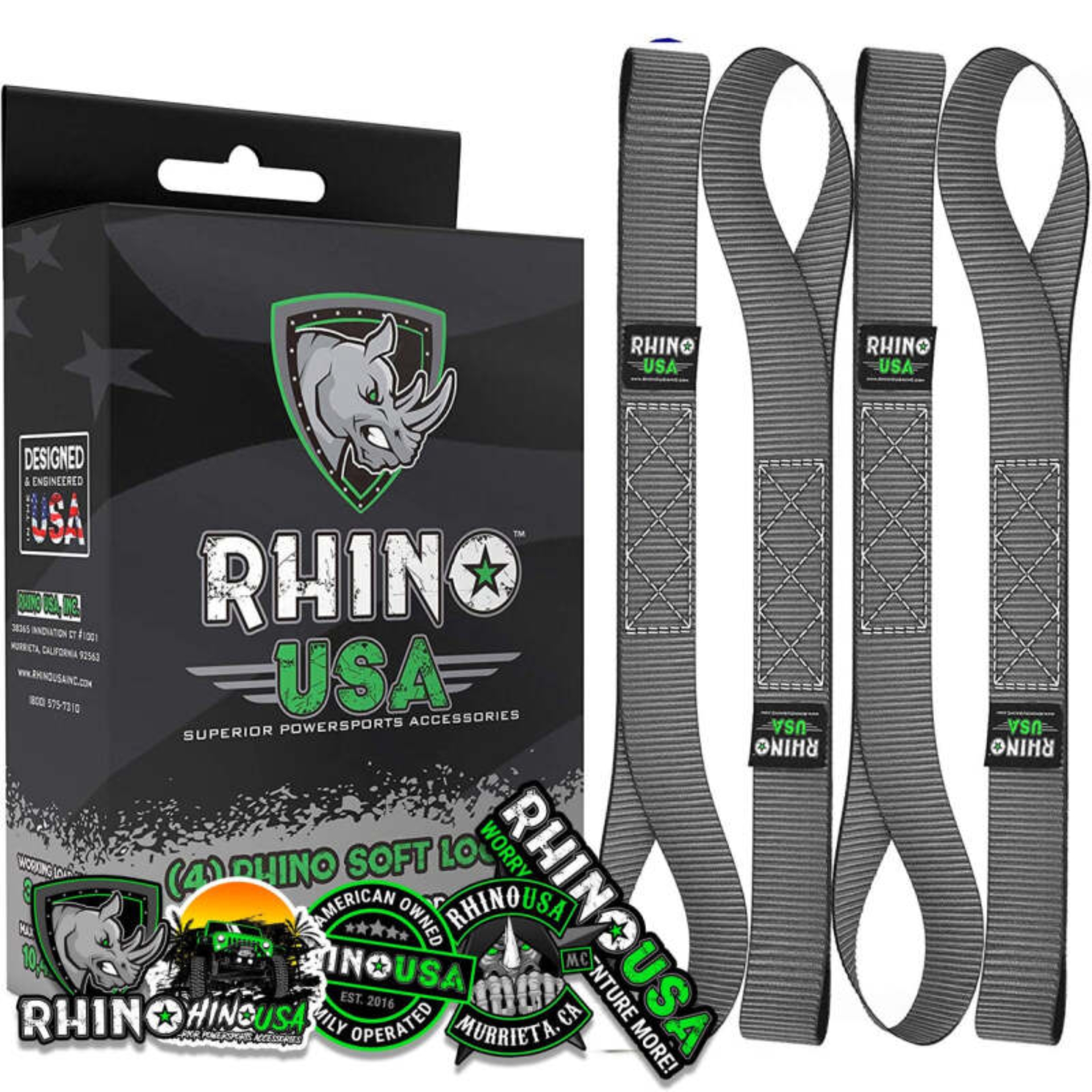 Picture of Rhino USA Soft Loops Motorcycle Tie-Down Set 4-Pack Gray
