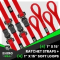 Picture of Rhino USA Medium Duty Ratchet Strap Tie-Down 4-Pack (Red)
