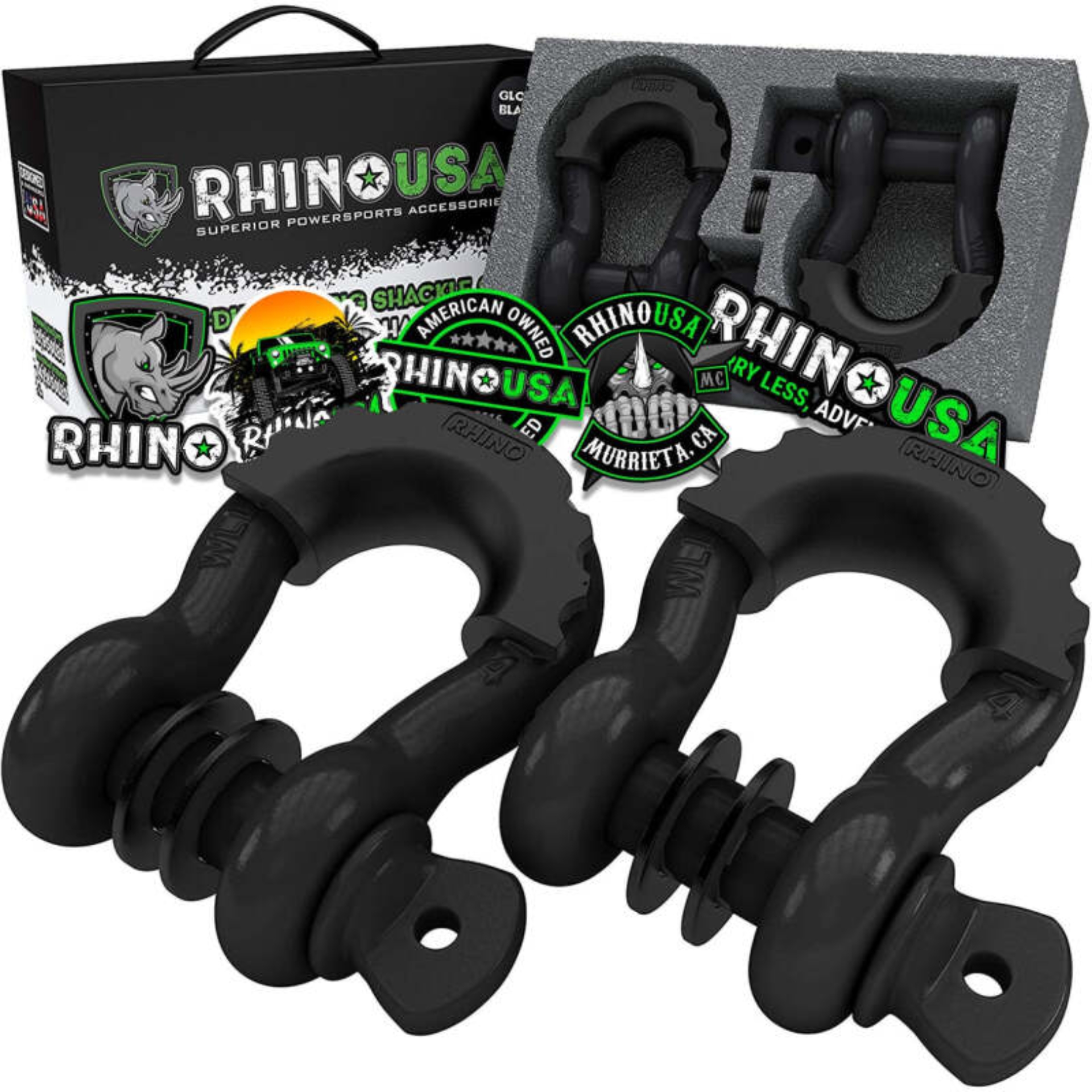 Picture of Rhino USA 3/4In D-Ring Shackle Set (2-Pack) Matte Black
