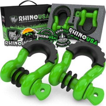 Picture of Rhino USA 3/4In D-Ring Shackle Set (2-Pack)(Green)