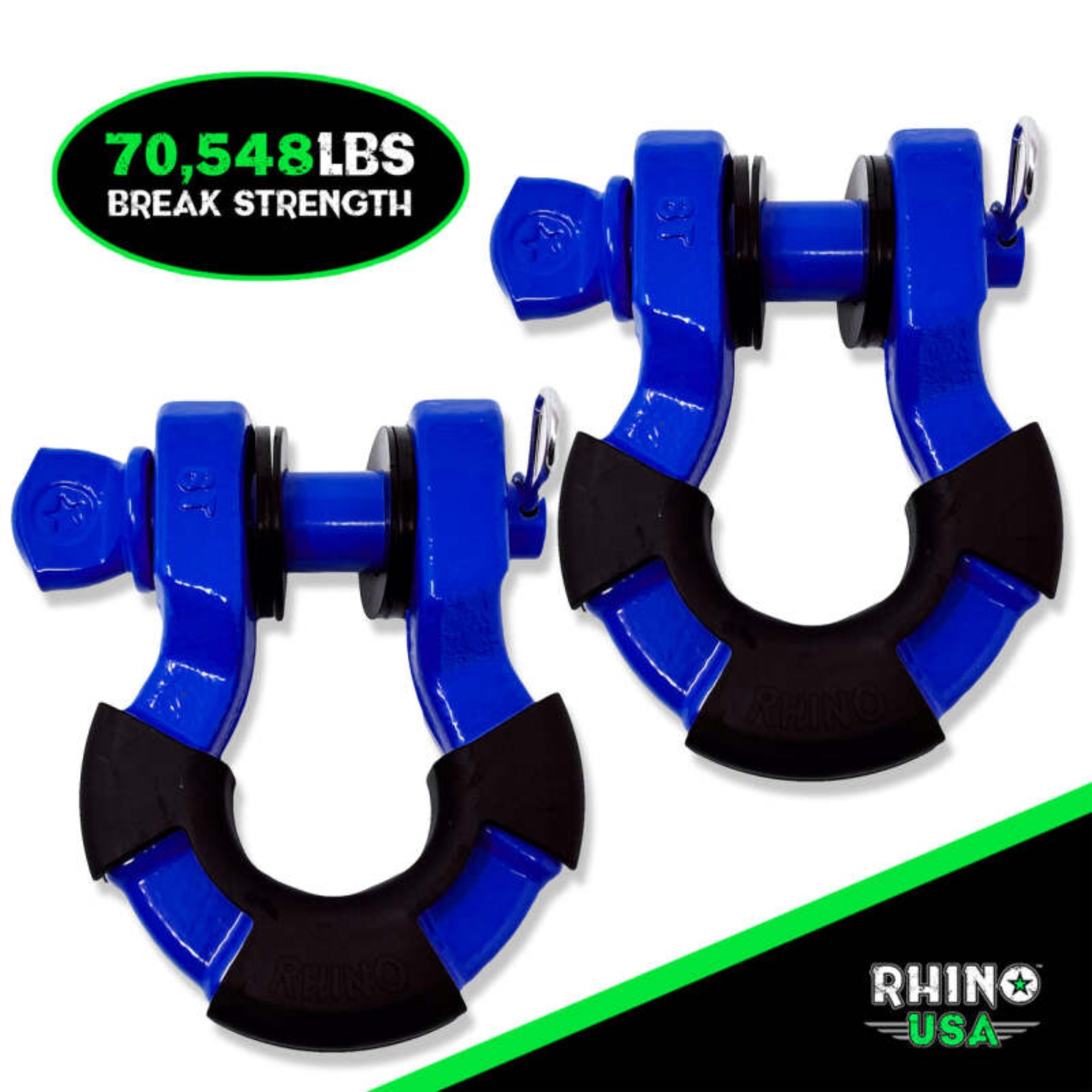 Picture of Rhino USA 8T Super Shackle 2-Pack (Blue)