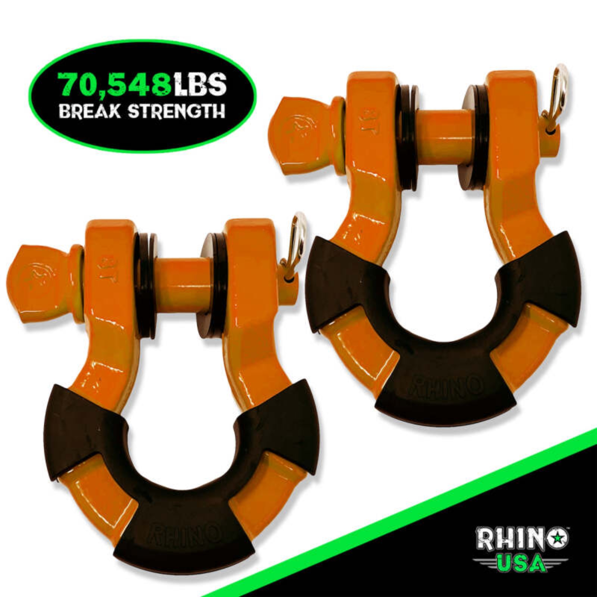 Picture of Rhino USA 8T Super Shackle 2-Pack (Orange)