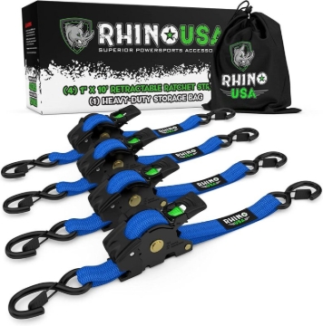 Picture of Rhino USA Retractable Ratchet Straps (4Pk 1Inx10Ft) (Blue)