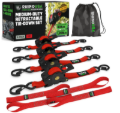 Picture of Rhino USA Retractable Ratchet Straps (4Pk 1Inx10Ft) (Red)