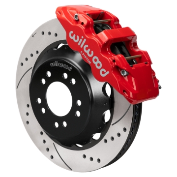 Picture of Wilwood Ford Mustang II Ford Aero6 Front Brake Kit w/ 14.00in Drilled & Slotted Rotor - Red