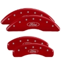 Picture of MGP 4 Caliper Covers Engraved Front & Rear 23-26 Ford SD F-250/F-350 - Red w/ Ford Oval Logo
