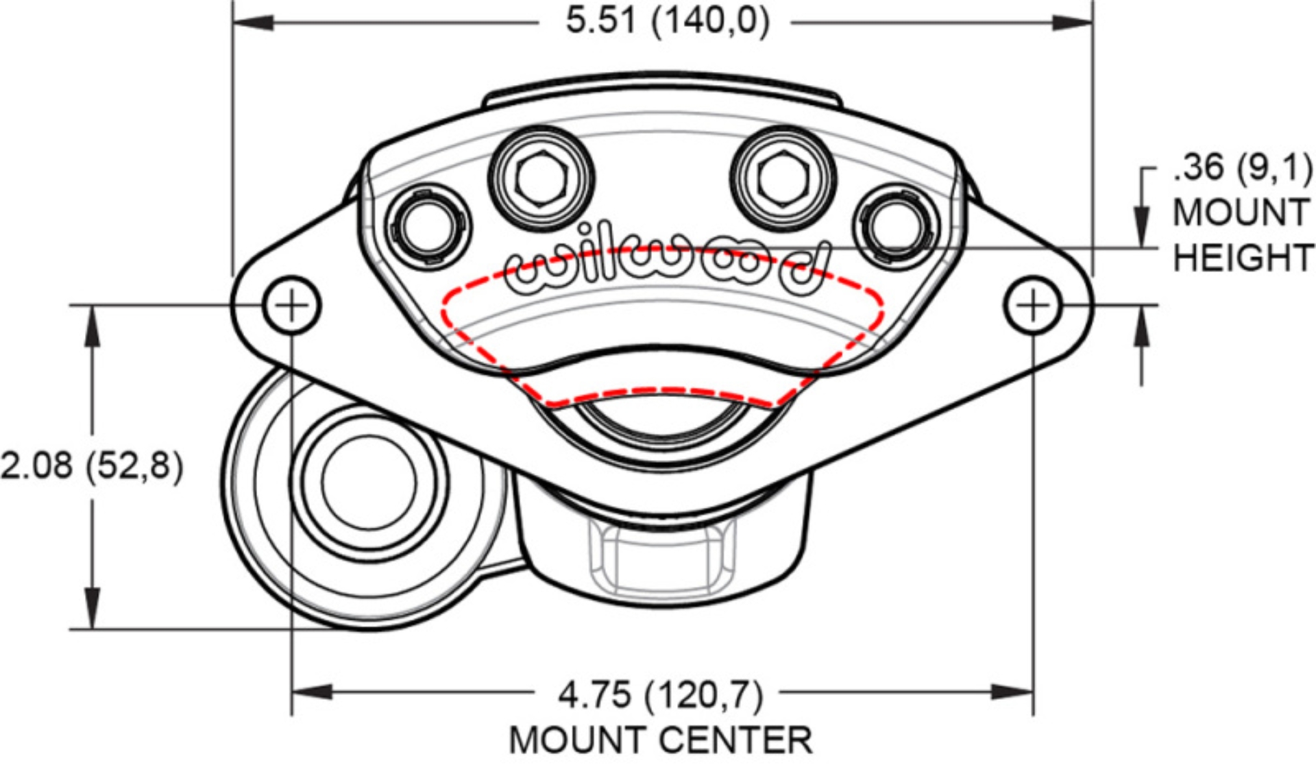 Picture of Wilwood caliper EPB .157-.393 rotor L/H ANO W/HT motor
