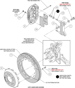 Picture of Wilwood kit front XRS6R wwe C10 alum pro spindle 13.06 rotor GT red