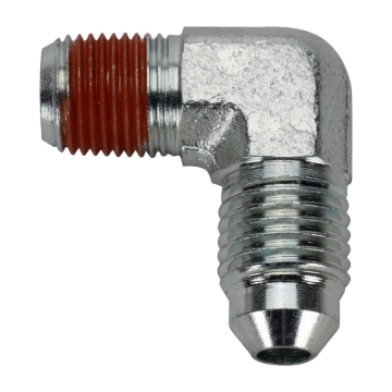 Picture of Wilwood fitting 90 deg elbow -4 AN male TO1/8-27 NPT zinc steel W/VIBRASEAL W/CAPS
