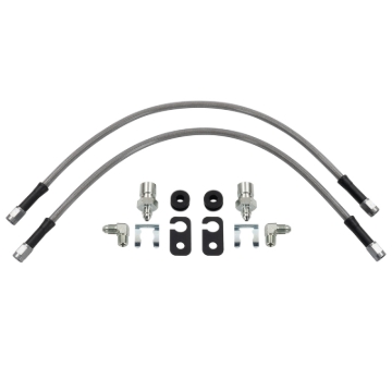 Picture of Wilwood flexline kit 18IN OAL M12X1.0 IF 90 deg 1/8-27 NPT -3 W/FLAT bracket