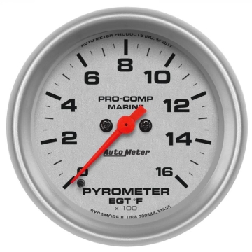 Picture of Autometer Ultra-Lite 2 5/8in 1600 Degree Pyrometer (EGT) Gauge - Marine Silver