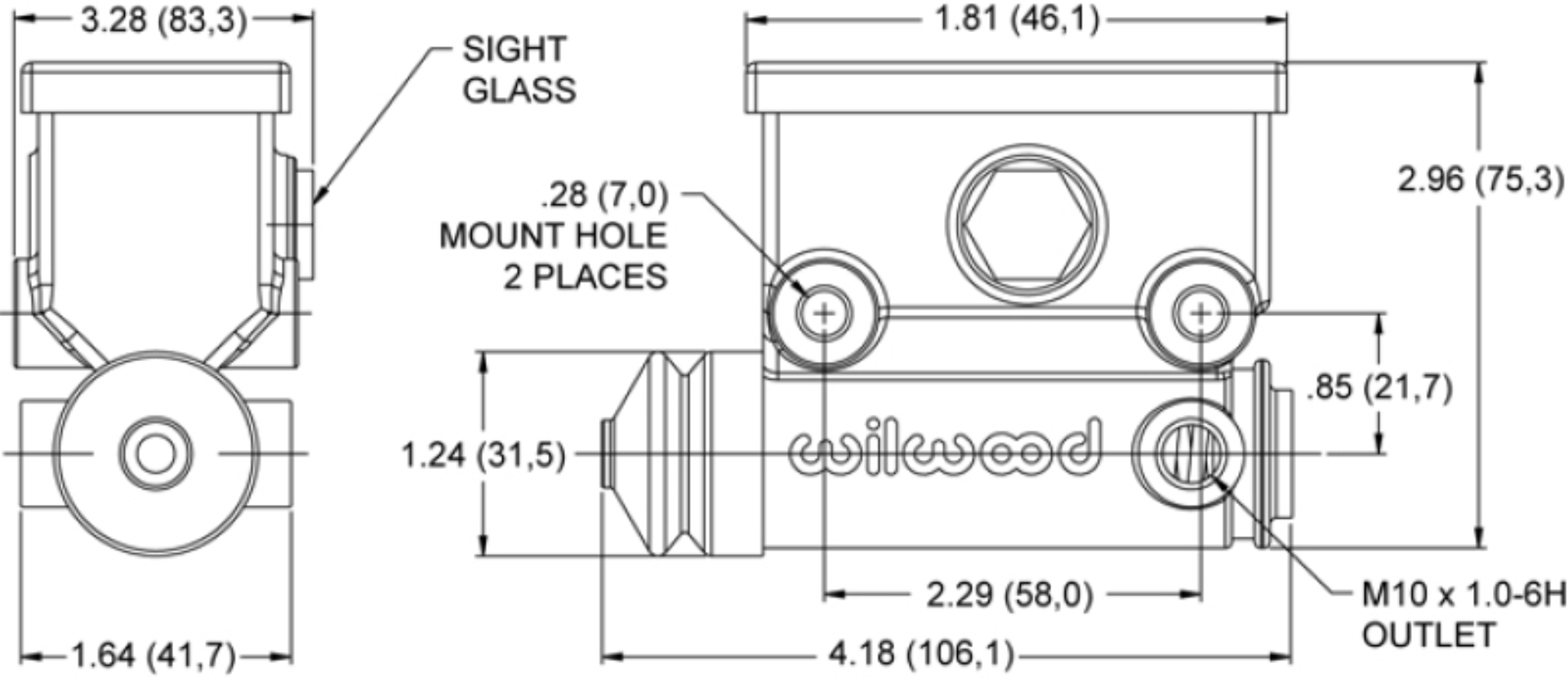 Picture of Wilwood Side Mount ATV M/C 19mm Bore R/H