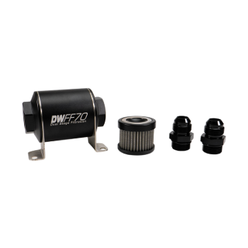 Picture of DeatschWerks Stainless Steel 10AN 5 Micron Universal Inline Fuel Filter Housing Kit (70mm)