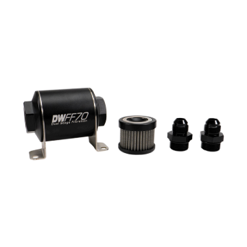 Picture of DeatschWerks Stainless Steel 8AN 100 Micron Universal Inline Fuel Filter Housing Kit (70mm)