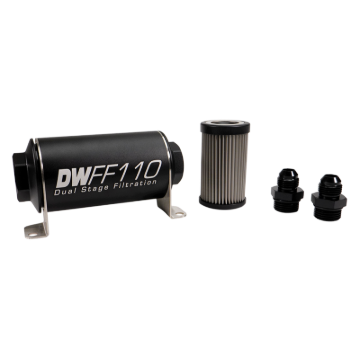 Picture of DeatschWerks Stainless Steel 8AN 40 Micron Universal Inline Fuel Filter Housing Kit (110mm)