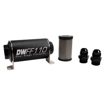 Picture of DeatschWerks Stainless Steel 10AN 100 Micron Universal Inline Fuel Filter Housing Kit (110mm)