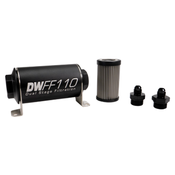 Picture of DeatschWerks Stainless Steel 6AN 100 Micron Universal Inline Fuel Filter Housing Kit (110mm)
