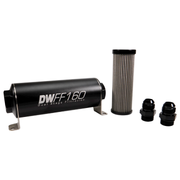 Picture of DeatschWerks Stainless Steel 10AN 100 Micron Universal Inline Fuel Filter Housing Kit (160mm)