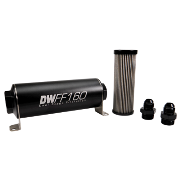 Picture of DeatschWerks Stainless Steel 8AN 100 Micron Universal Inline Fuel Filter Housing Kit (160mm)
