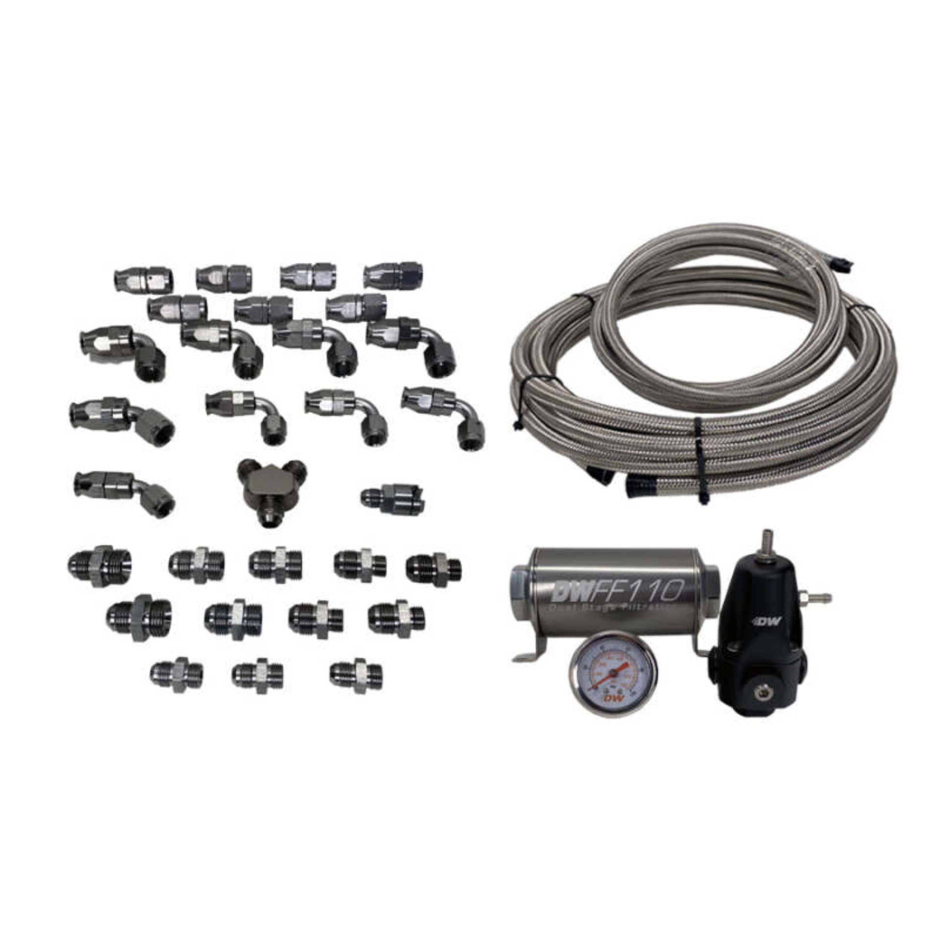 Picture of DeatschWerks 08+ Subaru WRX/STI X2 Series Pump Module -8AN Feed w/ -6AN Return PTFE Plumbing Kit