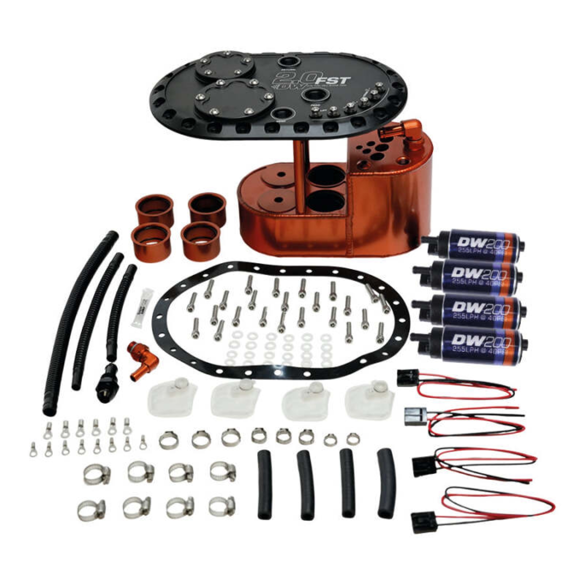 Picture of DeatschWerks 2.0L Staged Fuel Cell Surge Tank (Includes 4 DW200 Fuel Pumps)