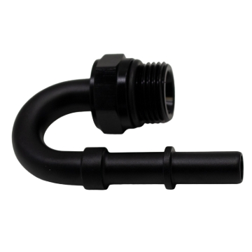 Picture of DeatschWerks 8AN ORB Male to 3/8in Male EFI Quick Connect Adapter 180-Degree - Anodized Matte Black