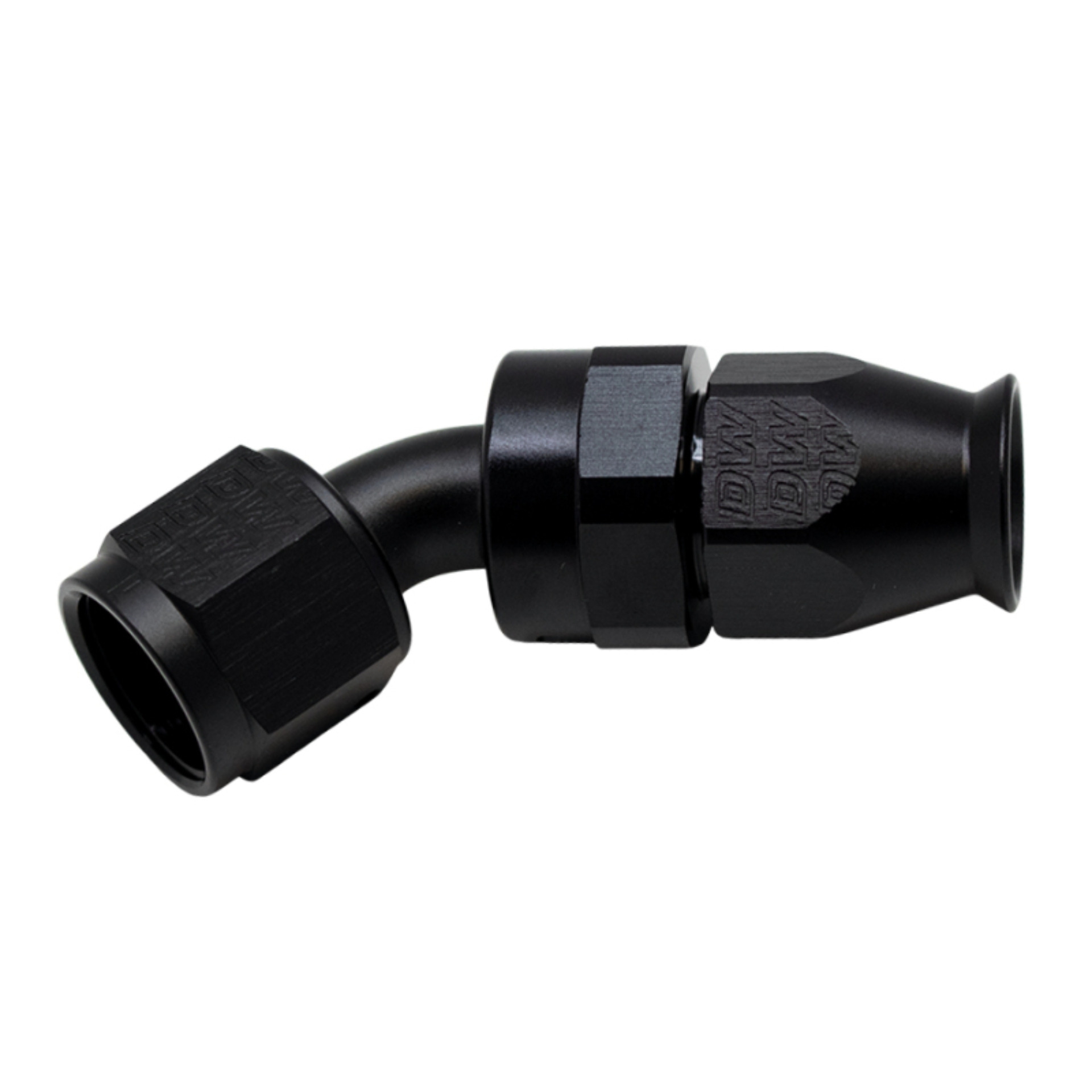 Picture of DeatschWerks 8AN Female Swivel 45-Degree Hose End PTFE (Incl 1 Olive Insert) - Anodized Matte Black