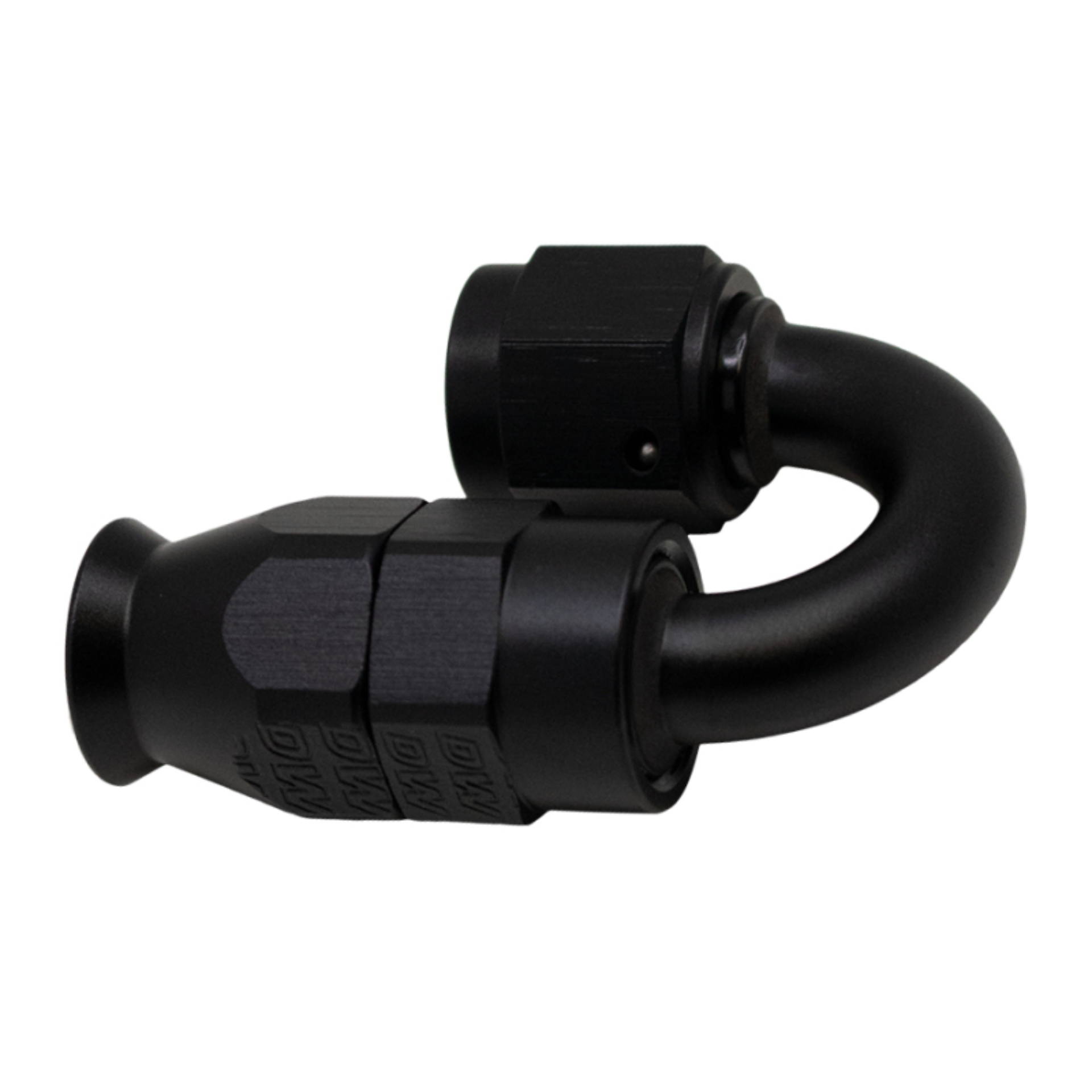 Picture of DeatschWerks 6AN Female Swivel 180-Degree Hose End PTFE (Incl Olive Insert) - Anodized Matte Black