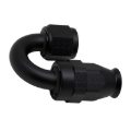 Picture of DeatschWerks 8AN Female Swivel 180-Degree Hose End PTFE (Incl Olive Insert) - Anodized Matte Black