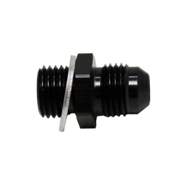 Picture of DeatschWerks 6AN Male Flare to M14 X 1.5 Male Metric Adapter (Incl Washer) - Anodized Matte Black